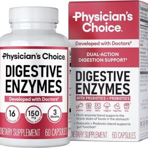 Physician's CHOICE Digestive Enzymes - Multi Enzymes Dual Action Approach - 60 CT